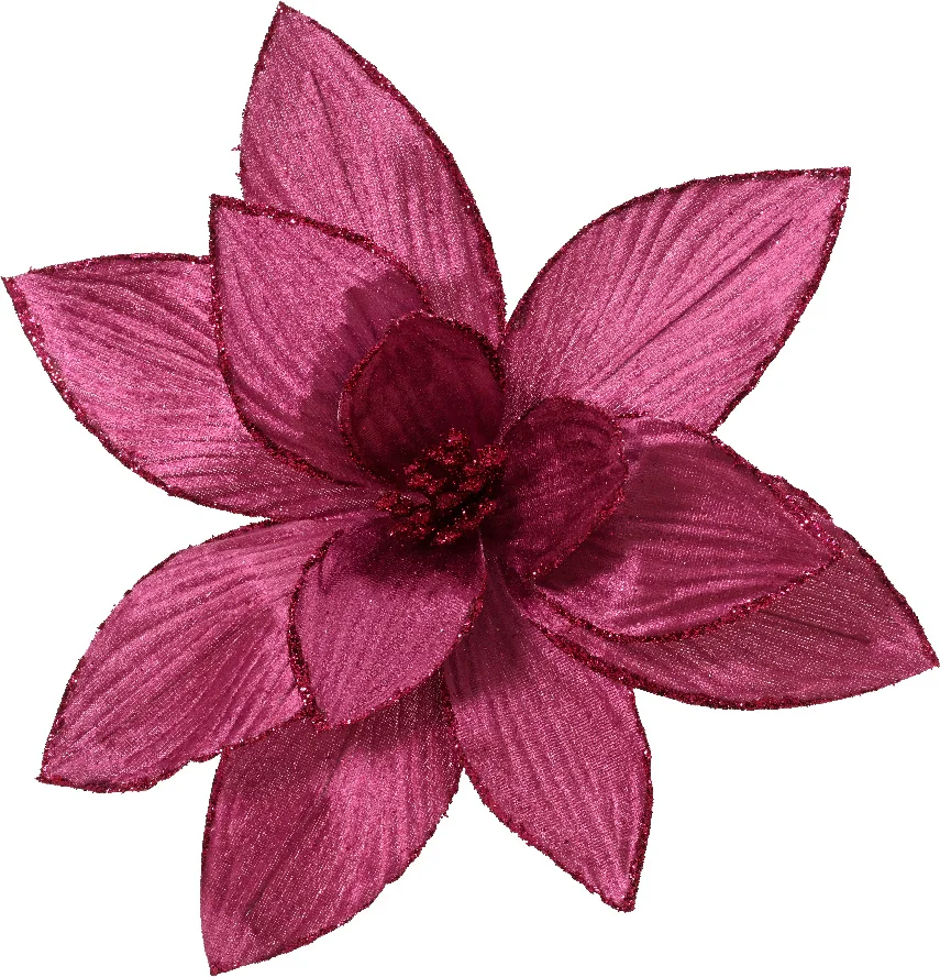 Decoris kerstclip bloem paars D 30 H 15 cm