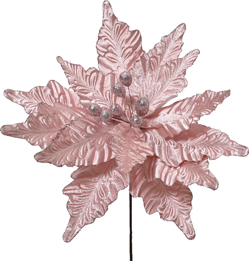 Decoris kerstclip bloem zilver D 30 H 15 cm