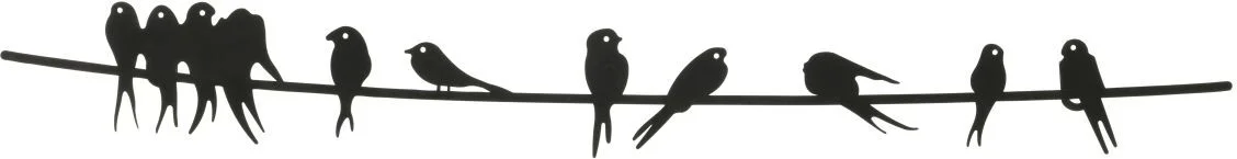 Decoris tuinwanddecoratie vogels zwart 119 x 1,5 x 18 cm