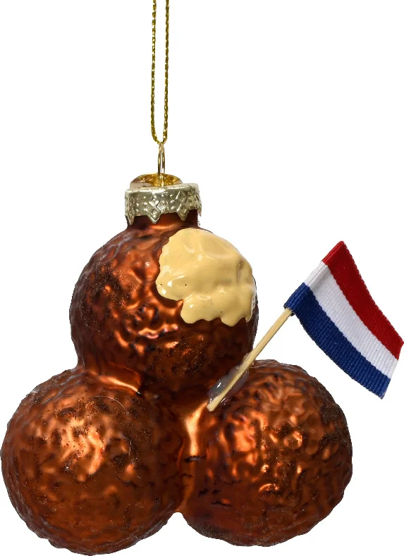 Decoris kerstornament Carl bitterbal bruin D 8 H 10 cm