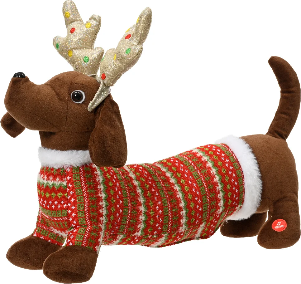 Decoris knuffel hond bruin 45 x 12 x 32 cm