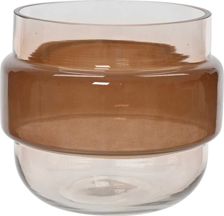 Decoris vaas Espresso transparant / bruin D 18,5 H 16,2 cm