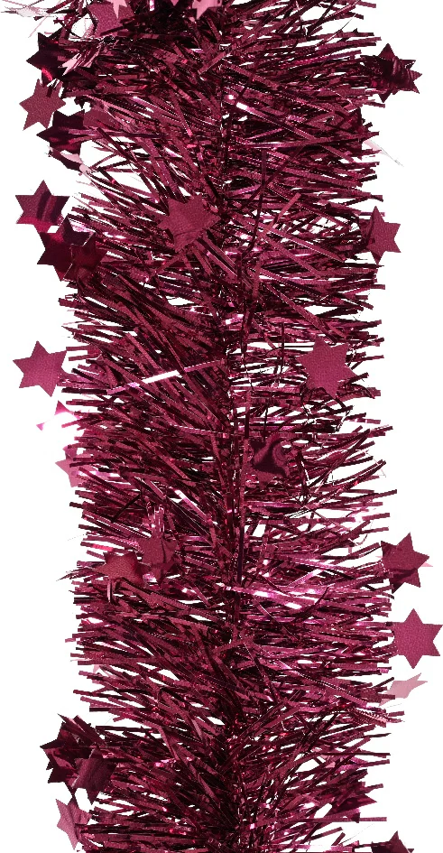 Decoris kerstslinger Lindo sterren fuchsia 270 cm