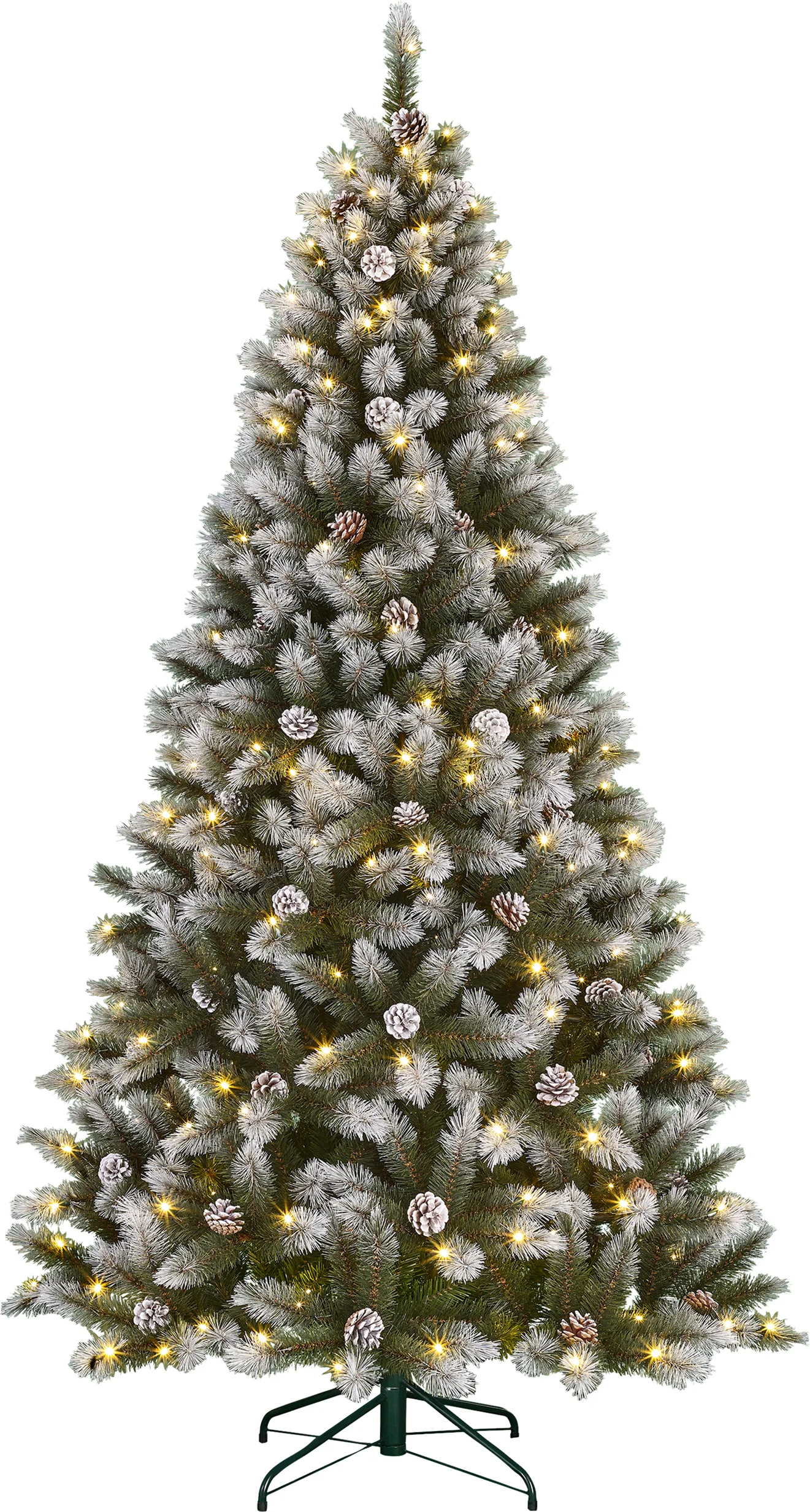 Black Box kunstkerstboom Pittsfield besneeuwd met lampjes warm wit D 117 H 215 cm