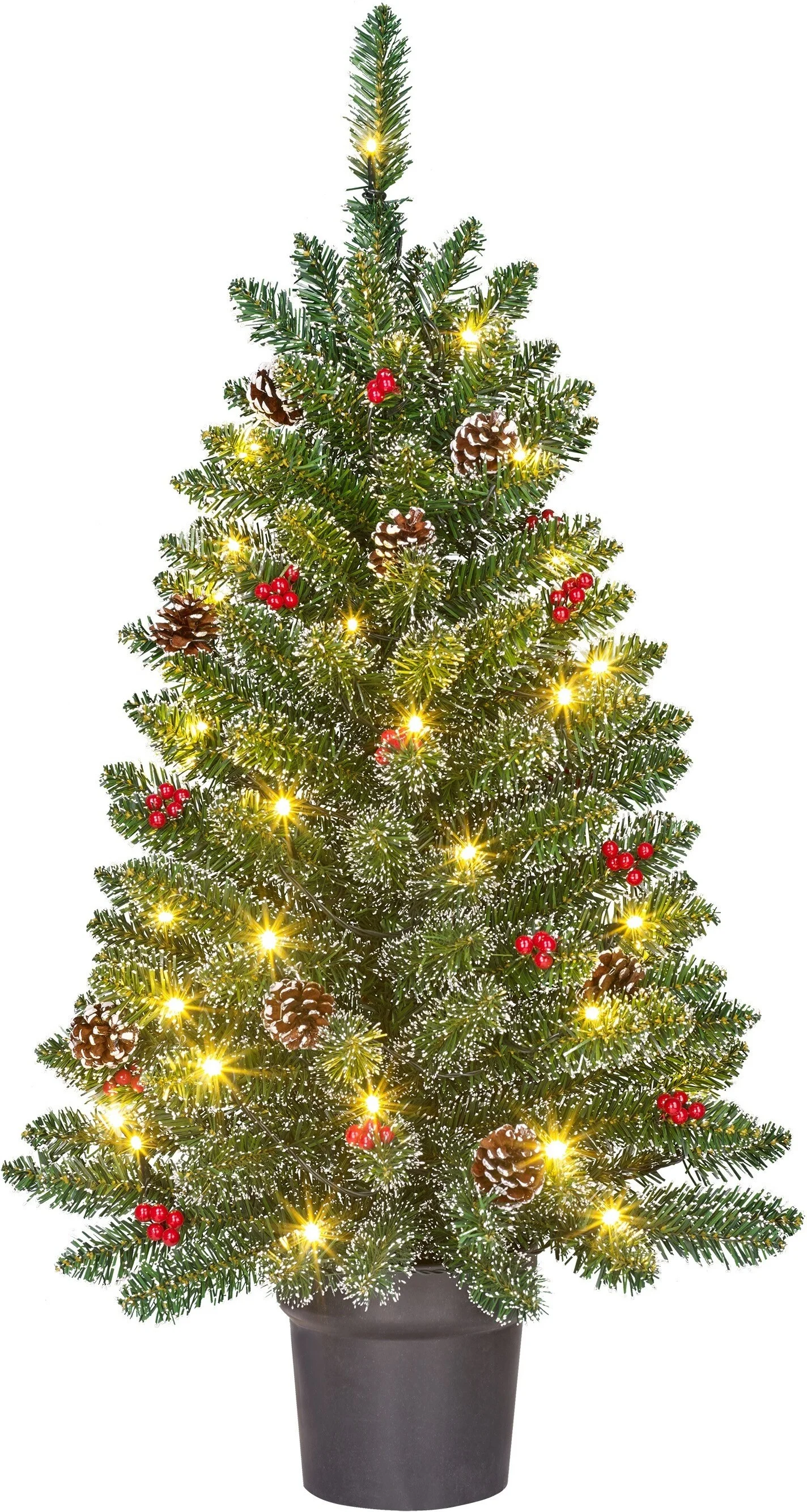 Black Box kunstkerstboom Creston besneeuwd met 40 lampjes warm wit D 50 H 90 cm