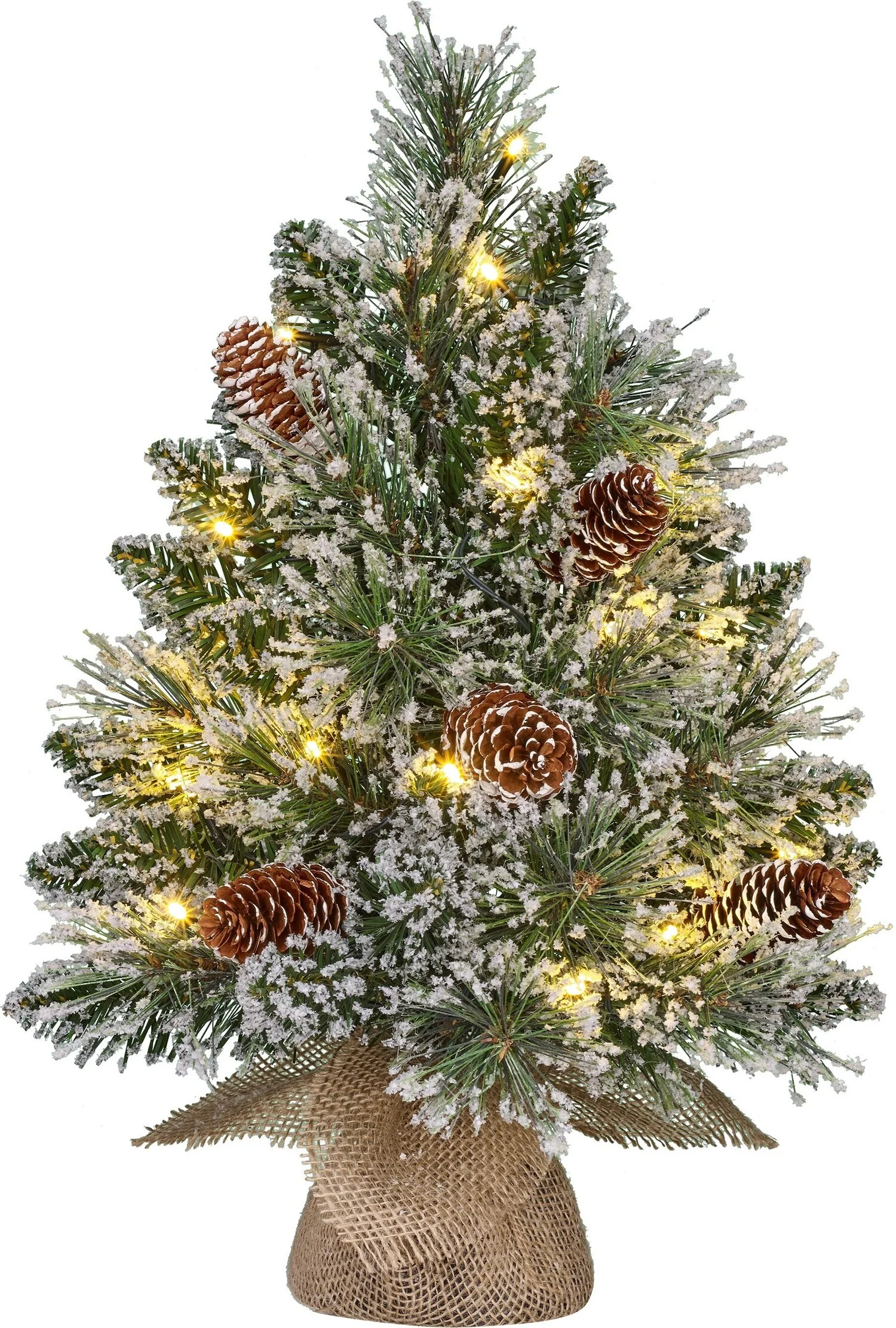 Black Box mini kunstkerstboom Vandans besneeuwd met 20 lampjes warm wit D 30 H 45 cm