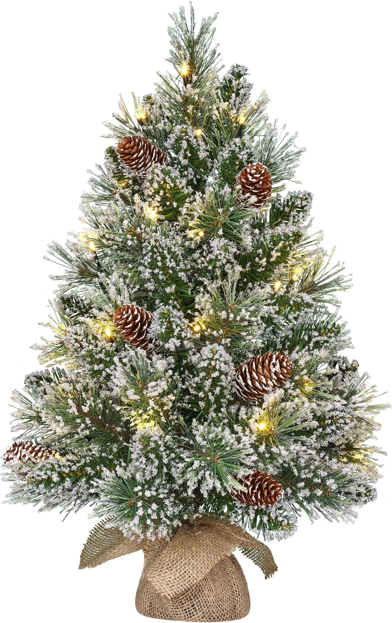 Black Box mini kunstkerstboom Vandans besneeuwd met 20 lampjes warm wit D 36 H 60 cm