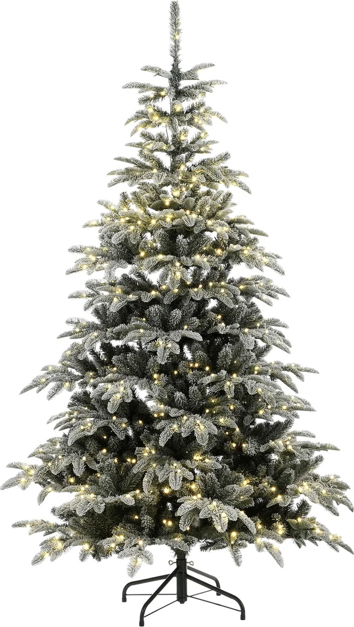 Black Box kunstkerstboom Nordmann besneeuwd met 800 lampjes warm wit D 129 H 215 cm