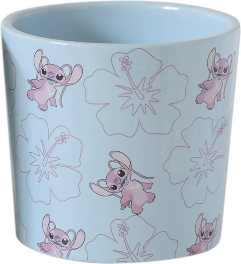 Disney bloempot Stitch bloemen wit D 10,5 H 11 cm