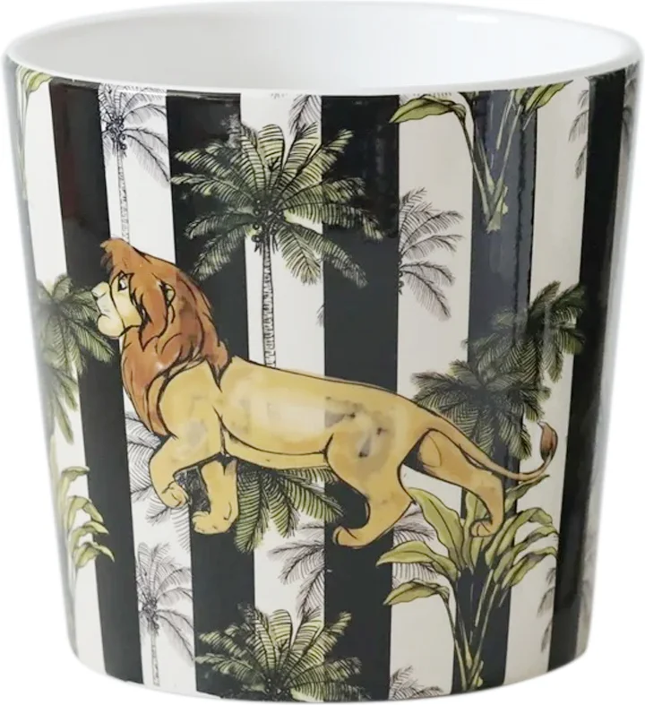 Disney bloempot Leeuwenkoning gestreept zwart / wit D 13 H 14 cm