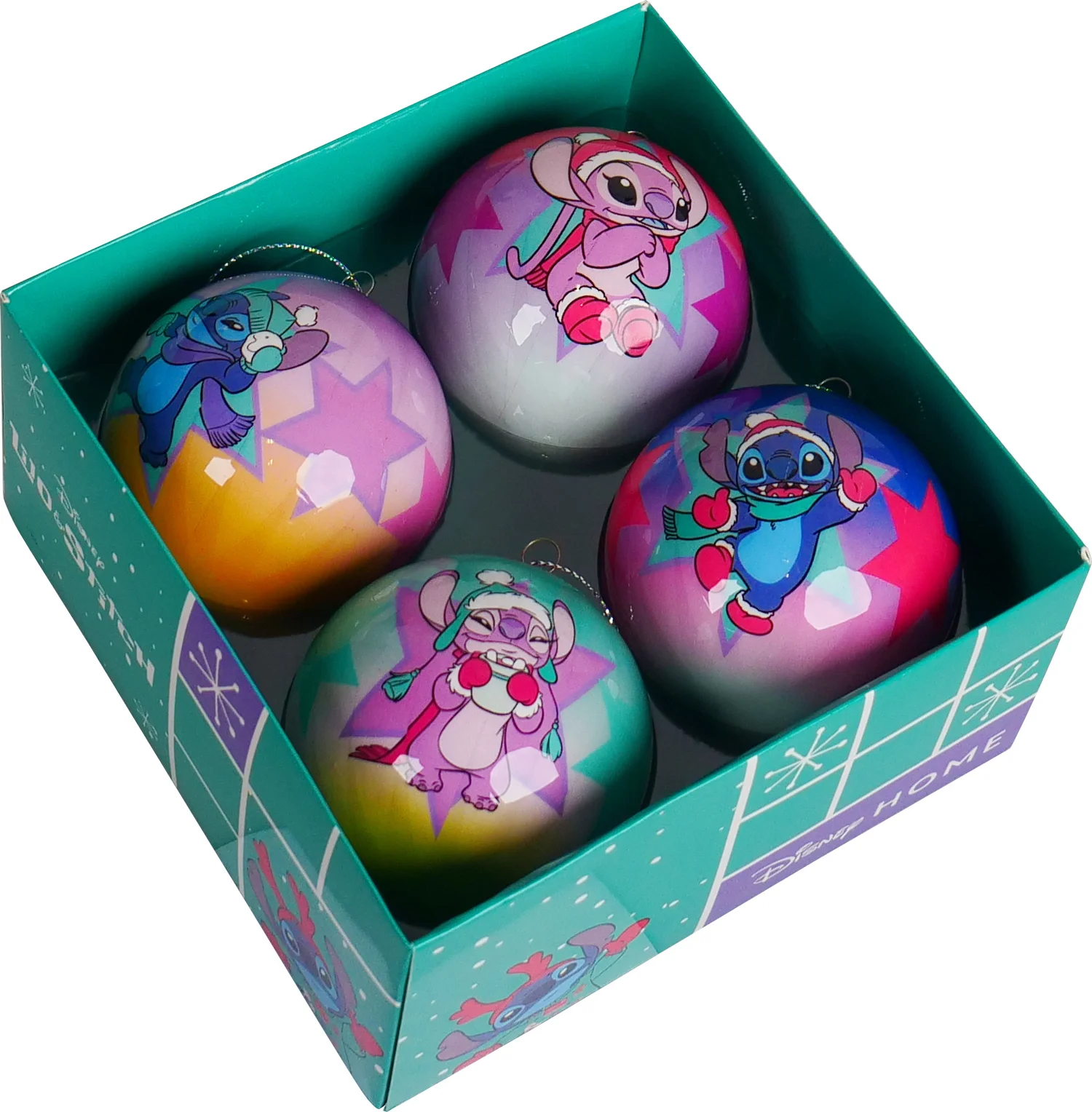 Disney kerstbal Stitch multi D 7,5 cm 4 stuks