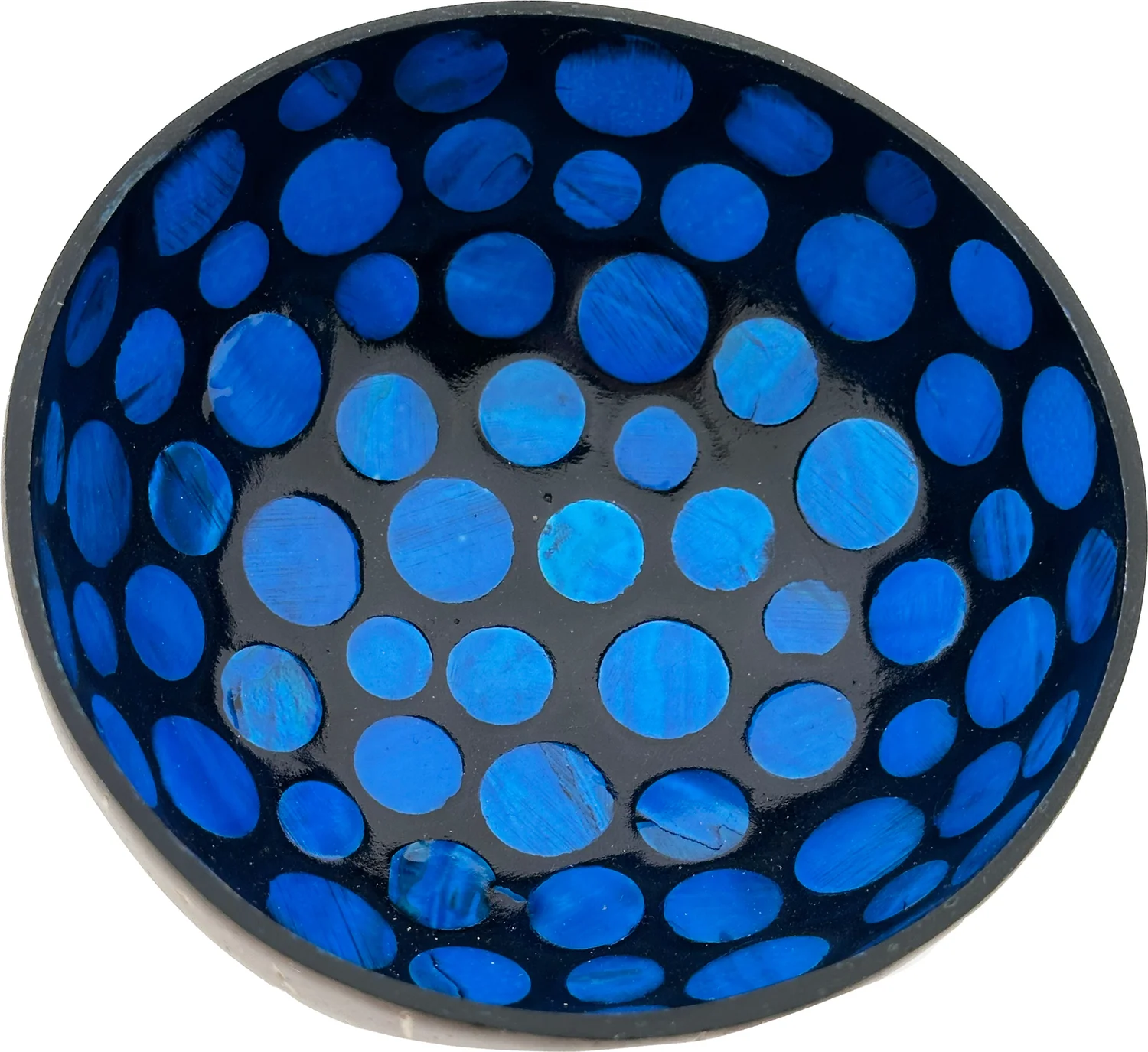 Decoratieschaal Coconut Bowl zwart / blauw 15 x 13 x 6 cm