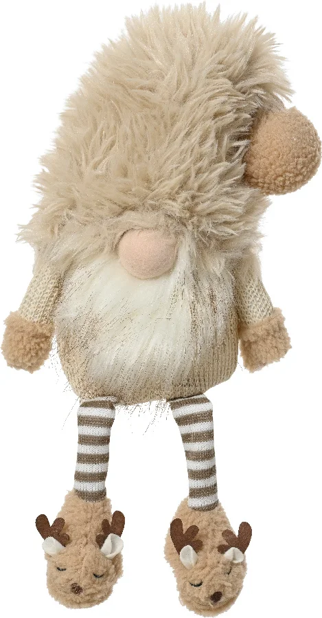Decoris kerstfiguur gnoom crème 11 x 17 x 48 cm