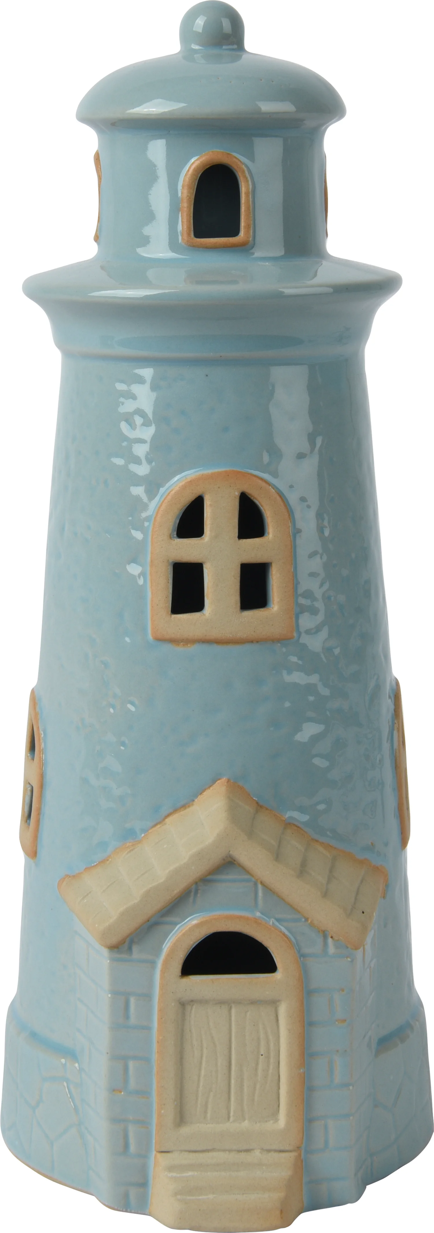 Decoris tuinbeeld Logan vuurtoren blauw 12,2 x 11,2 x 27,2 cm