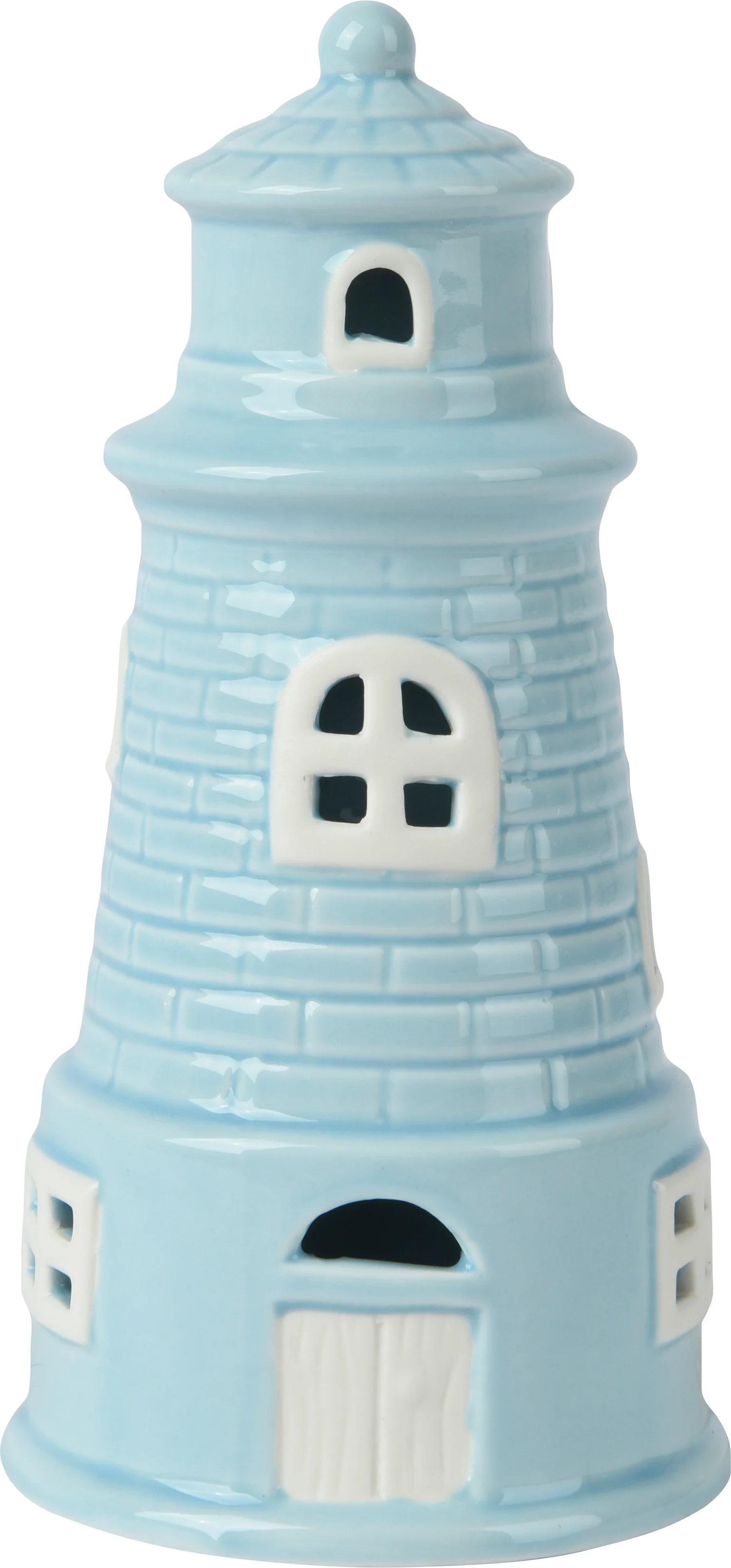 Decoris tuinbeeld Logan vuurtoren blauw D 8,2 H 16,8 cm