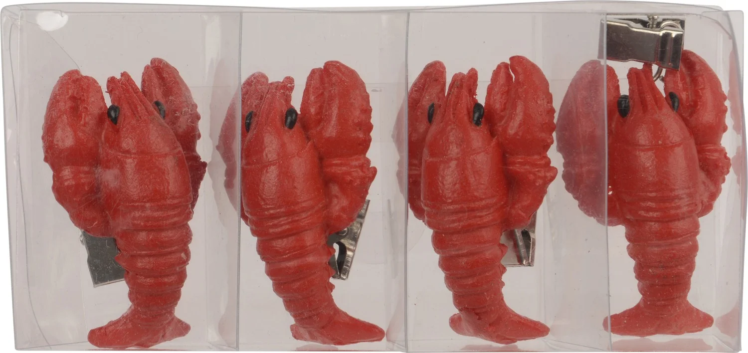 Decoris tafelkleedgewicht kreeft rood 14,8 x 7 x 2,6 cm 4 stuks