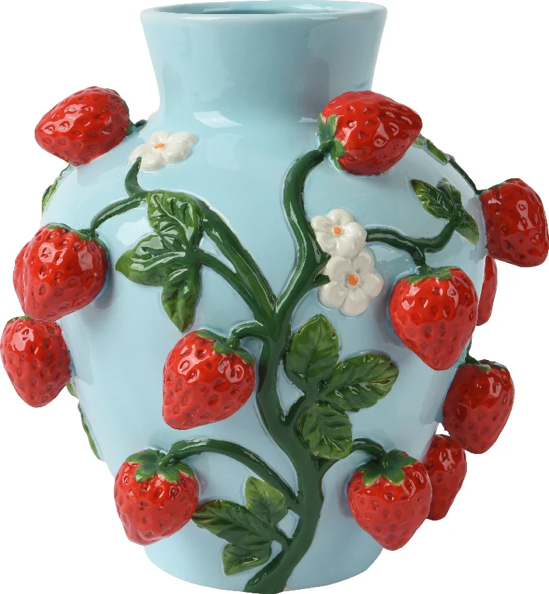 Decoris vaas Berry blauw / rood D 26 H 26 cm
