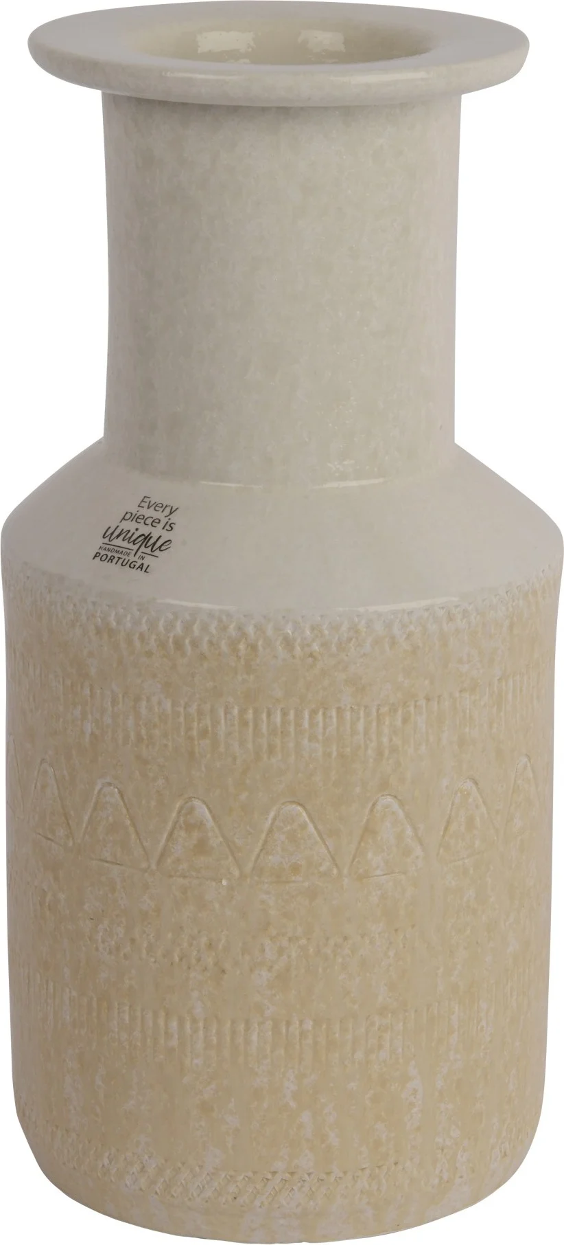 Decoris vaas beige / wit D 14 H 30 cm