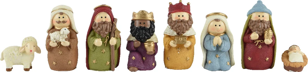 Decoris kerststalfigurenset 5 x 3,5 x 9,5 cm 8-delig