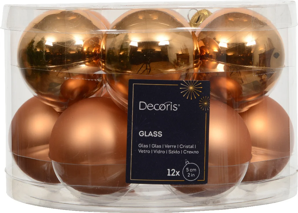 Decoris kerstbal brandy D 5 cm 12 stuks