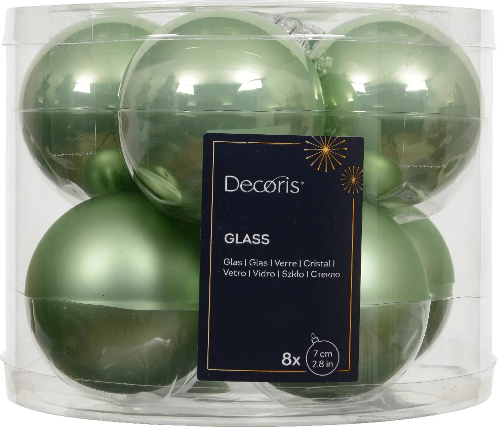 Decoris kerstbal groen D 7 cm 8 stuks