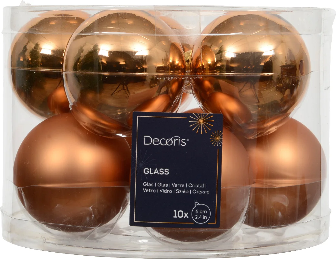 Decoris kerstbal brandy D 6 cm 10 stuks