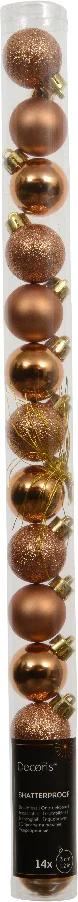 Decoris kerstbal brandy D 3 cm 14 stuks