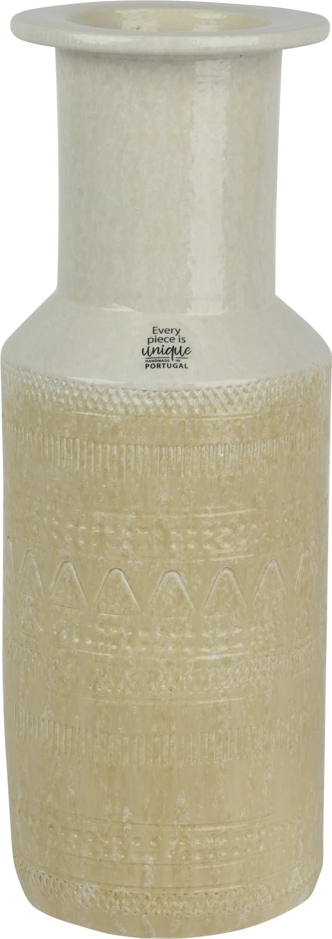 Decoris vaas beige / wit D 14 H 40 cm