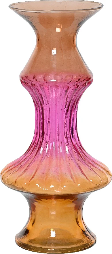 Decoris vaas roze / oranje D 13,5 H 29 cm