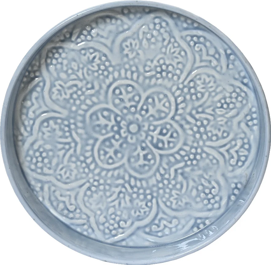 Decoris decoratiebord Cura blauw D 22 H 3 cm