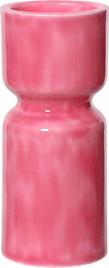 Decoris kandelaar roze D 10,5 H 25,5 cm