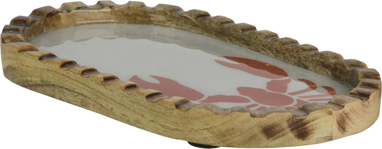 Decoris decoratiebord kreeft naturel / wit / rood 25 x 15 x 2 cm