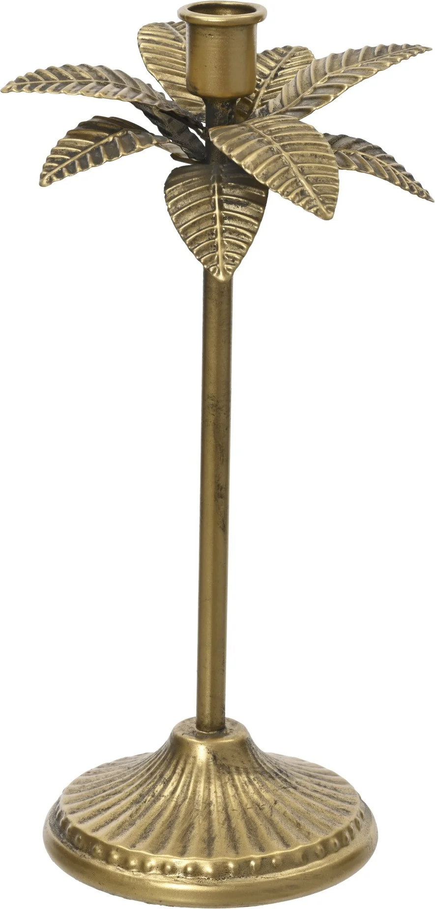 Decoris kandelaar Palm goud D 16,5 H 28,5 cm
