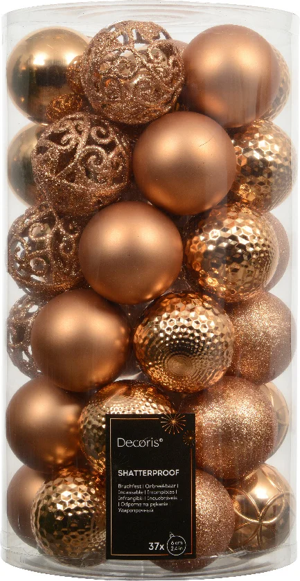 Decoris kerstbal brandy D 6 cm 37 stuks