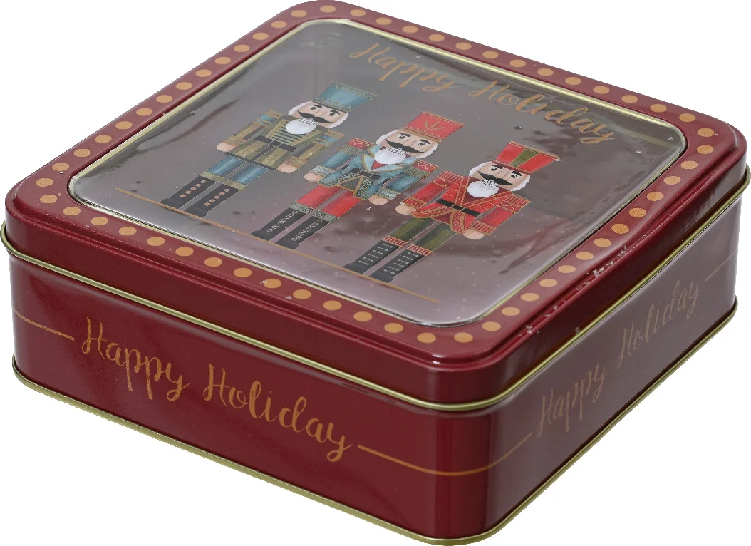Decoris bewaarblik Notenkraker rood 15,5 x 15,5 x 5,3 cm