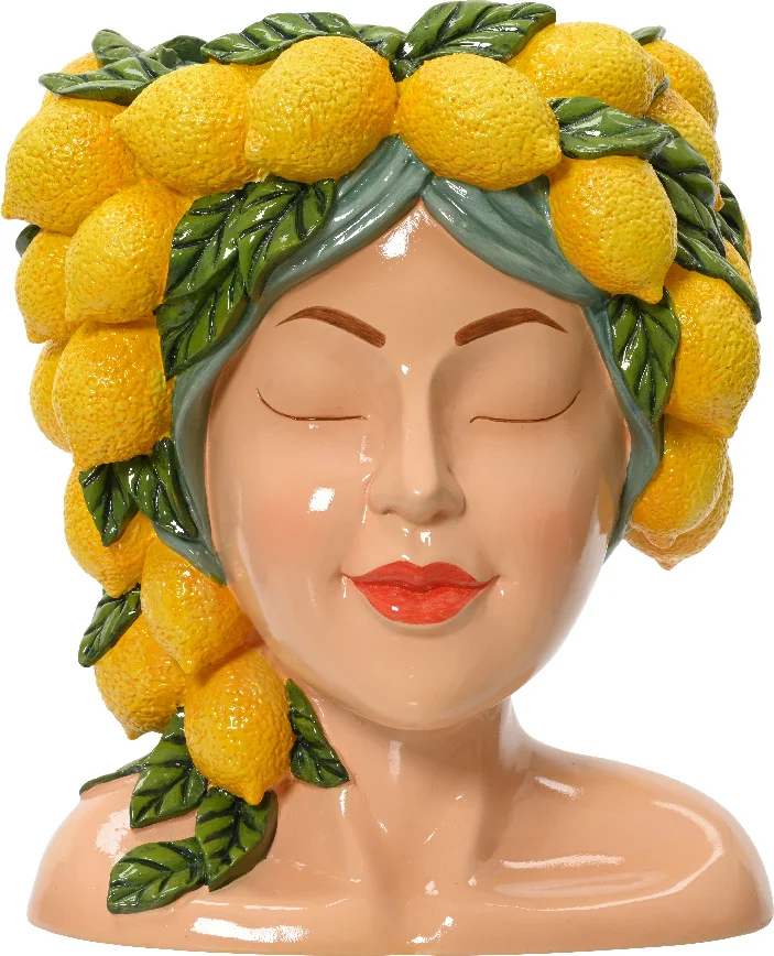Decoris vaas Citrus geel 19,5 x 17 x 23,5 cm