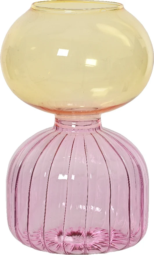 Decoris vaas roze / geel D 11,5 H 19,5 cm
