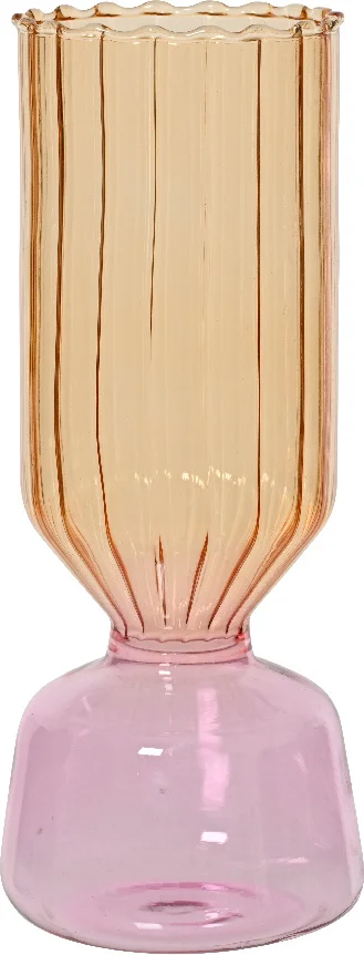 Decoris vaas roze / geel D 10 H 23 cm