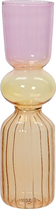 Decoris vaas roze / geel D 8,50 H 31 cm