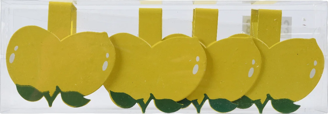 Decoris tafelklemmen Citroen geel 7 x 7 x 4 cm 4 stuks