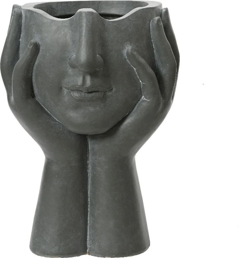 Decoris bloempot Gezicht antraciet 27 x 22 x 22 cm