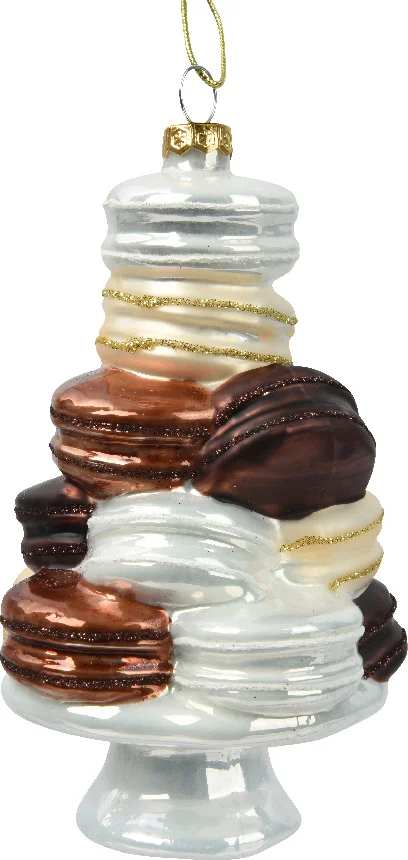 Decoris kerst ornament macarons bruin 8 x 8 x 13,5 cm
