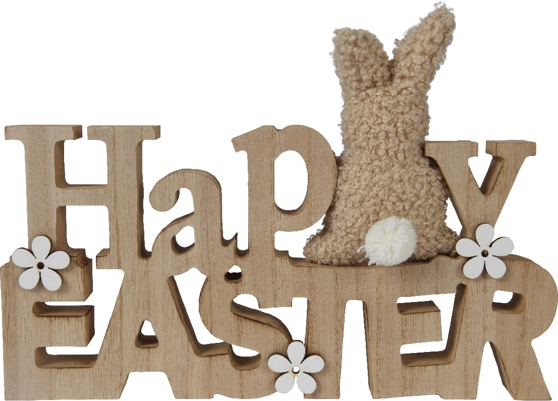 Decoris paasdecoratie happy easter naturel 2 x 24 x 16,5 cm