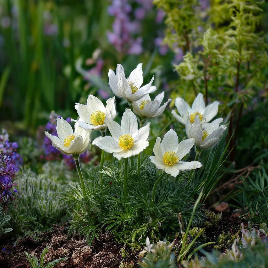 10 x  Biologische Wildemanskruid (Pulsatilla vulgaris 'Alba' ) D 12 H 15 cm