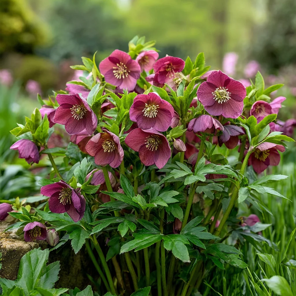 10 x  Biologische Lenteroos (Helleborus orientalis 'Pretty Ellen Red') D 11 H 15 cm