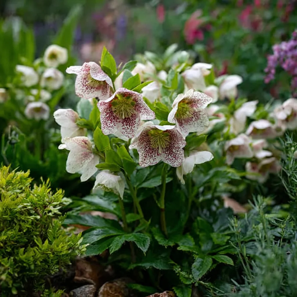 10 x  Biologische Lenteroos (Helleborus orientalis 'Pretty Ellen Spotted') D 11 H 15 cm