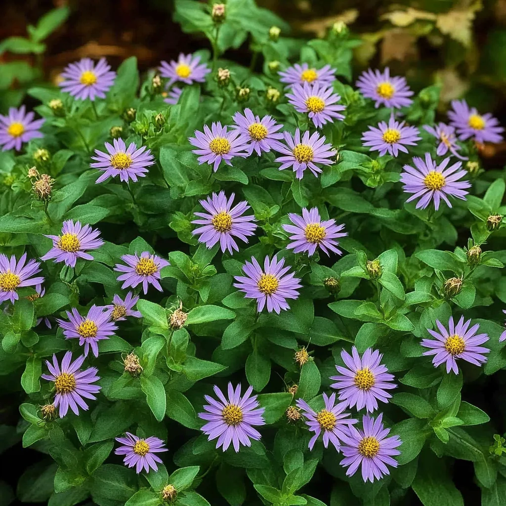 10 x Biologische Japanse Dwergaster (Aster ageratoides 'Asran') D 11 H 15 cm
