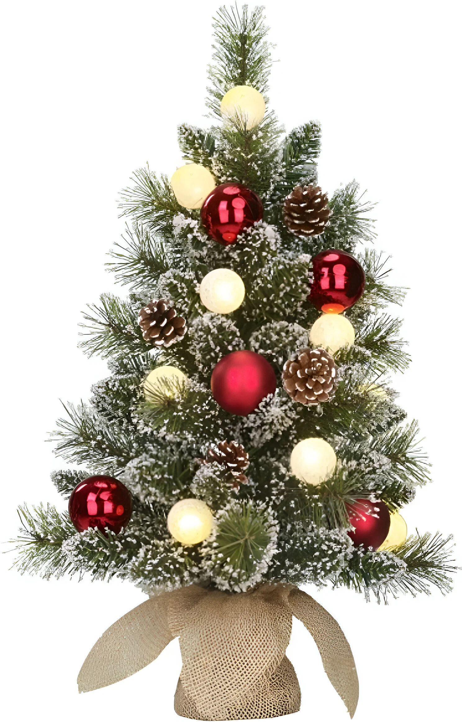Black Box mini kunstkerstboom Kaprun kerstbal rood met 10 lampjes warm wit D 39 H 60 cm
