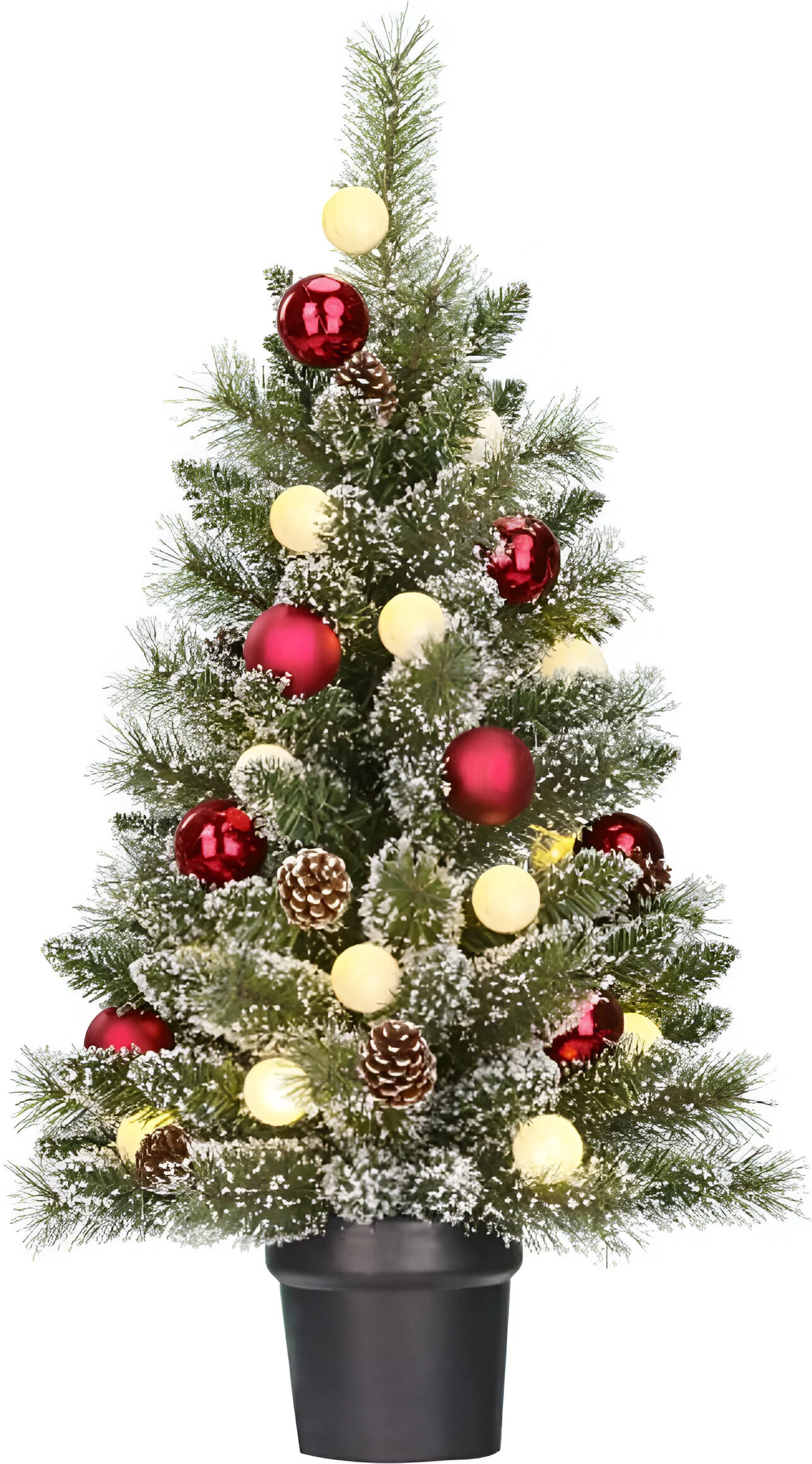 Black Box kunstkerstboom Kaprun kerstbal rood met 20 lampjes warm wit D 51 H 90 cm