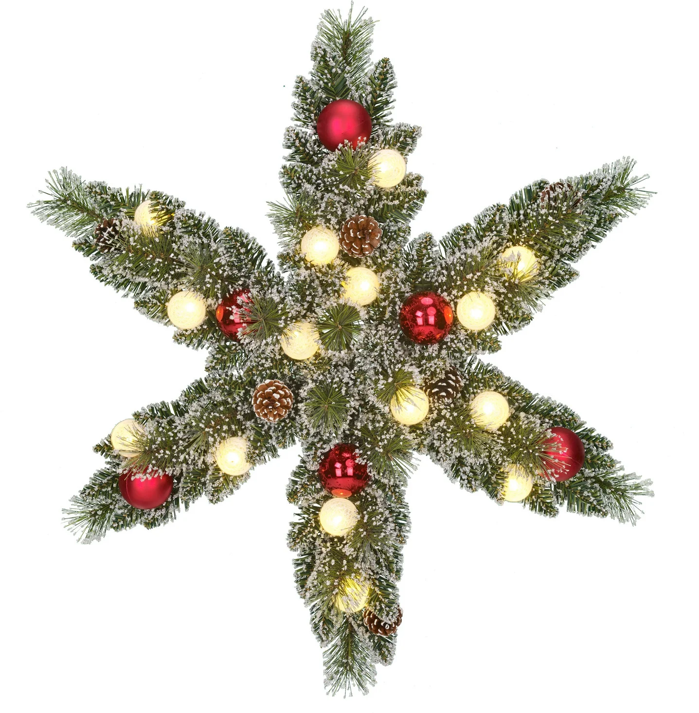 Black Box kerstster Kaprun besneeuwd bollen met verlichting D 60 H 15 cm